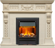 Каминокомплект Corsica - Слоновая кость с патиной (Ширина 1100) с очагом Brookline Black