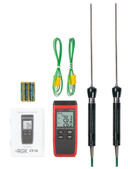Термометр RGK CT-12 с 2-мя погружными зондами температуры TR-10W в Казани
