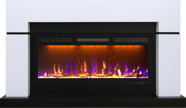 Каминокомплект Lindos - Белый с черным (Ширина 1470мм) с очагом Crystal 40 RF в Казани