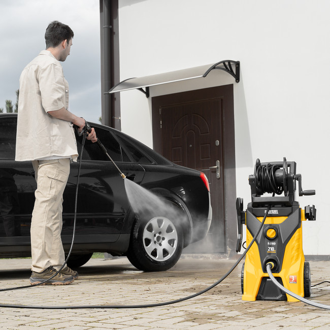 Моечная машина высокого давления R-210iD, 2600 Вт, 210 бар, 8.0 л/мин, асинхронный двигатель, барабан Denzel в Казани