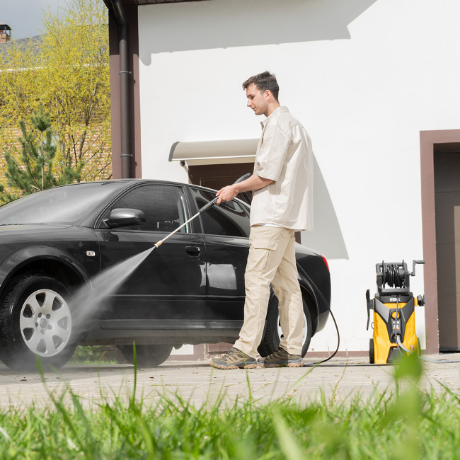 Моечная машина высокого давления R-210iD, 2600 Вт, 210 бар, 8.0 л/мин, асинхронный двигатель, барабан Denzel в Казани