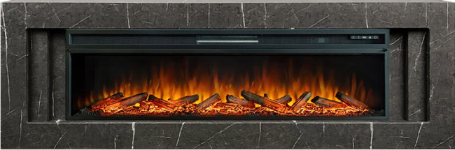 Каминокомплект Line 60 SFT Stone Touch (Разборный) - Серый мрамор с очагом Vision 60 LOG LED в Казани