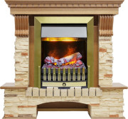 Каминокомплект Pierre Luxe - Дуб / Сланец с очагом Danville Antique Brass FB2