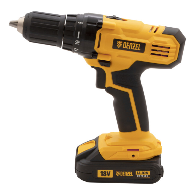 Дрель-шуруповерт аккумуляторная CDL-IB-18-02, Li-Ion, 18 В, 2 акк. Denzel в Казани