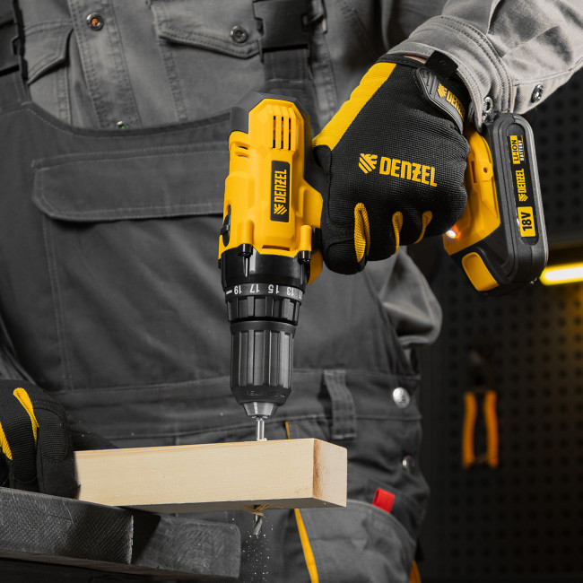 Дрель-шуруповерт аккумуляторная CDL-IB-18-02, Li-Ion, 18 В, 2 акк. Denzel в Казани Дрель-шуруповерт аккумуляторная CDL-IB-18-02, Li-Ion, 18 В, 2 акк. Denzel в Казани