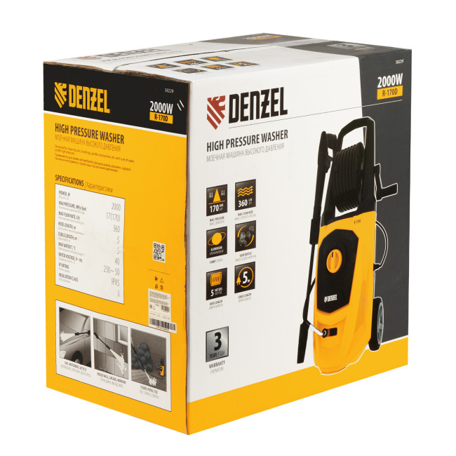 Моечная машина высокого давления R-170D, 2000 Вт, 170 бар, 360 л/ч, с барабаном Denzel в Казани Моечная машина высокого давления R-170D, 2000 Вт, 170 бар, 360 л/ч, с барабаном Denzel в Казани