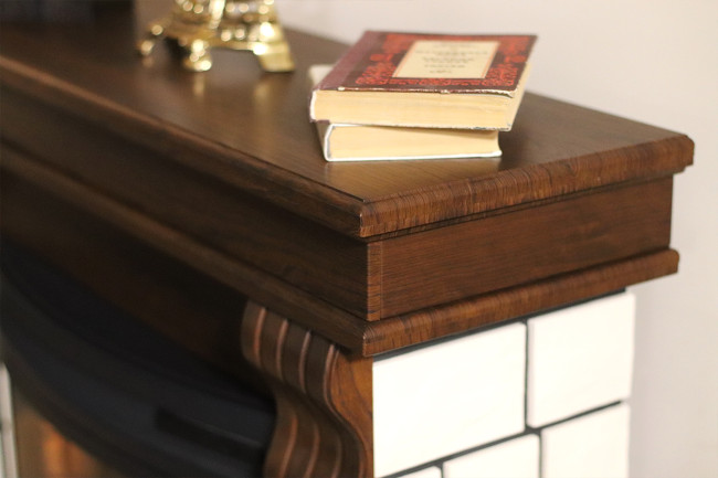 Каминокомплект Porto (Разборный) - Орех каньон/Белый камень с очагом Dioramic 25 LED FX в Казани