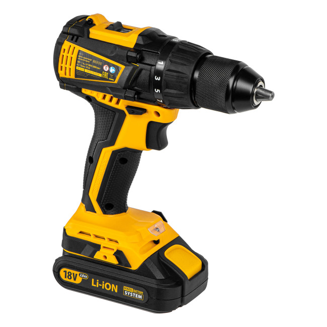 Дрель-шуруповерт аккумуляторная, бесщет. BLDL-IB-18-02, Li-Ion, 18 В, 2 акк. Denzel в Казани