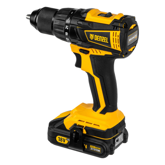 Дрель-шуруповерт аккумуляторная, бесщет. BLDL-IB-18-02, Li-Ion, 18 В, 2 акк. Denzel в Казани
