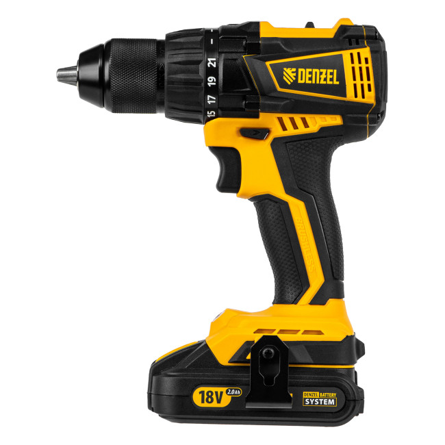 Дрель-шуруповерт аккумуляторная, бесщет. BLDL-IB-18-02, Li-Ion, 18 В, 2 акк. Denzel в Казани