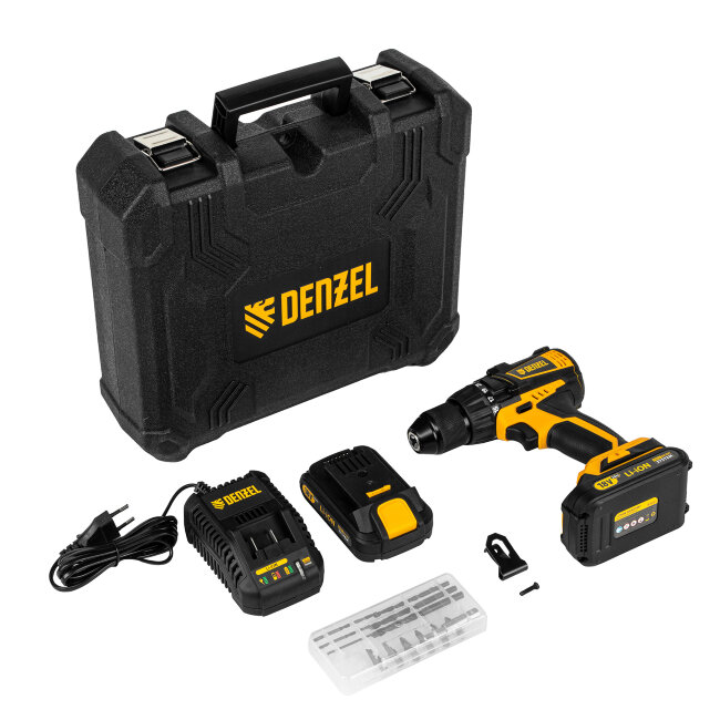 Дрель-шуруповерт аккумуляторная, бесщет. BLDL-IB-18-02, Li-Ion, 18 В, 2 акк. Denzel в Казани
