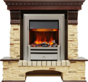 Каминокомплект Pierre Luxe угловой - Темный дуб / Сланец (Высота 1005мм) с очагом Chesford