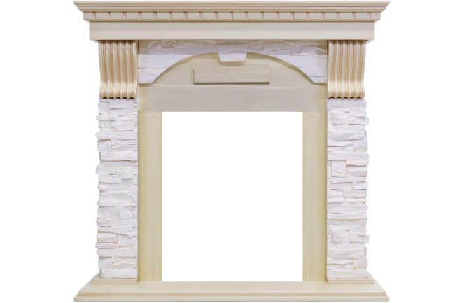 Каминокомплект Dublin - Слоновая кость с патиной / Сланец крем с очагом Danville Antique Brass FB2 в Казани