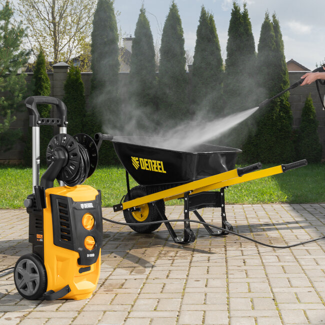 Моечная машина высокого давления R-180D, 2200 Вт, 180 бар, 380 л/ч, с барабаном Denzel в Казани