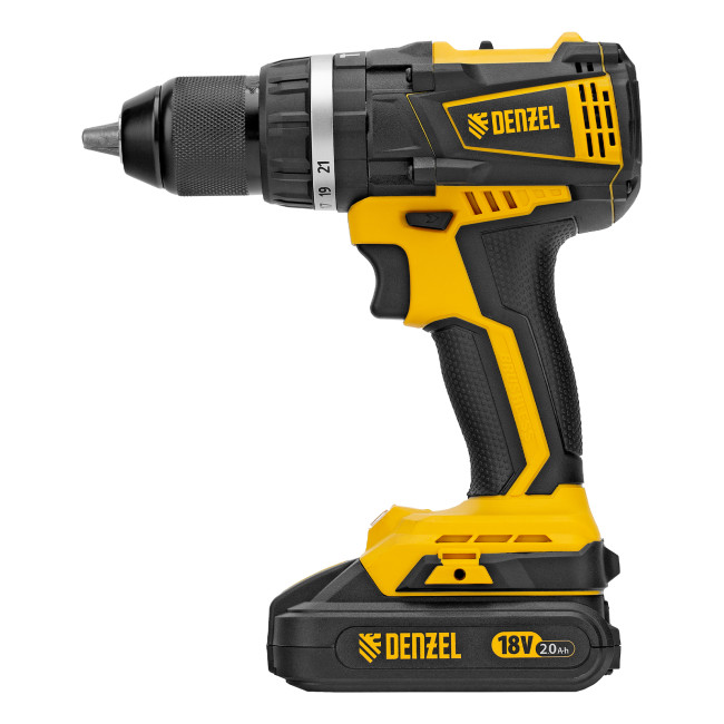 Дрель-шуруповерт аккумуляторная ударная бесщет CIDB-IB-18-02, Li-Ion, 18 В, 2 акк. Denzel в Казани