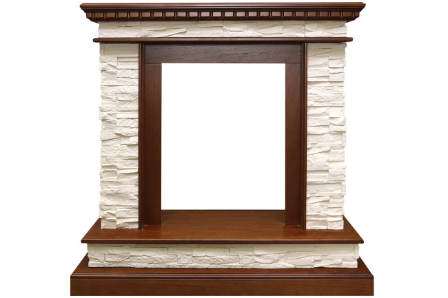 Каминокомплект Calgary - Дуб / Сланец бежевый с очагом Majestic FX Black в Казани