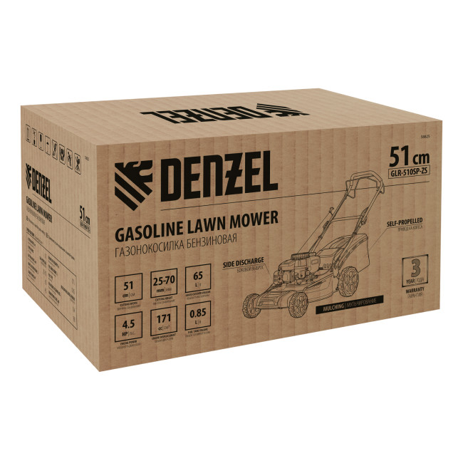 Газонокосилка бензиновая GLR-510SP-ZS, 171 см3, ширина 51 см, привод, травосборник 65 л Denzel в Казани