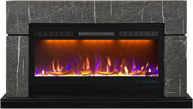 Каминокомплект Lindos 42 SFT - Серый мрамор (Ширина 1470мм) с очагом Crystal 40 RF в Казани