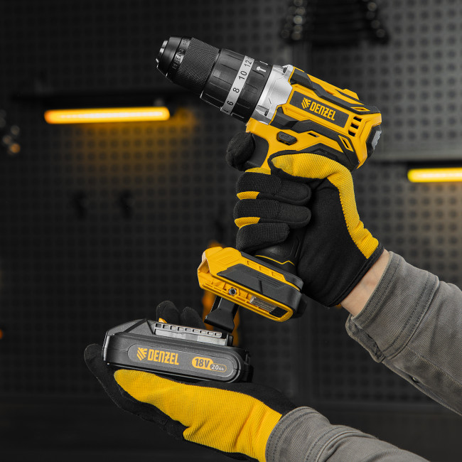 Дрель-шуруповерт аккумуляторная ударная бесщет CIDB-18-02, Li-Ion, 18 В Denzel в Казани Дрель-шуруповерт аккумуляторная ударная бесщет CIDB-18-02, Li-Ion, 18 В Denzel в Казани