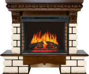 Каминокомплект Pierre Luxe LORD - Темный дуб / Белый с очагом Vision 28 EF LED FX