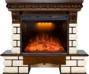 Каминокомплект Pierre Luxe LORD - Темный дуб / Белый с очагом Emerald 28