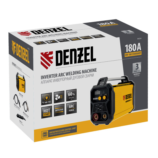 Аппарат инвертор. дуговой сварки DM-180 Standart, 180 А, ПВ 60% Denzel в Казани