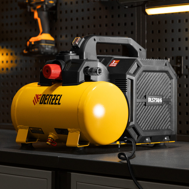 Компрессор DLS750/6 безмасляный малошумный 750 Вт, 140 л/мин,ресивер 6 л Denzel в Казани Компрессор DLS750/6 безмасляный малошумный 750 Вт, 140 л/мин,ресивер 6 л Denzel в Казани