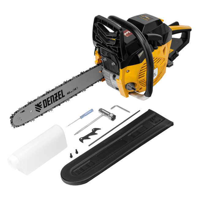 Пила цепная бензиновая DGS-4516, шина 40 см, 45 см3, 3 л.с, шаг 3/8, паз 1.3 мм, 57 звеньев Denzel в Казани