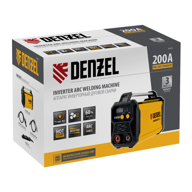 Аппарат инвертор. дуговой сварки DM-200 Standart, 200 А, ПВ 60% Denzel в Казани