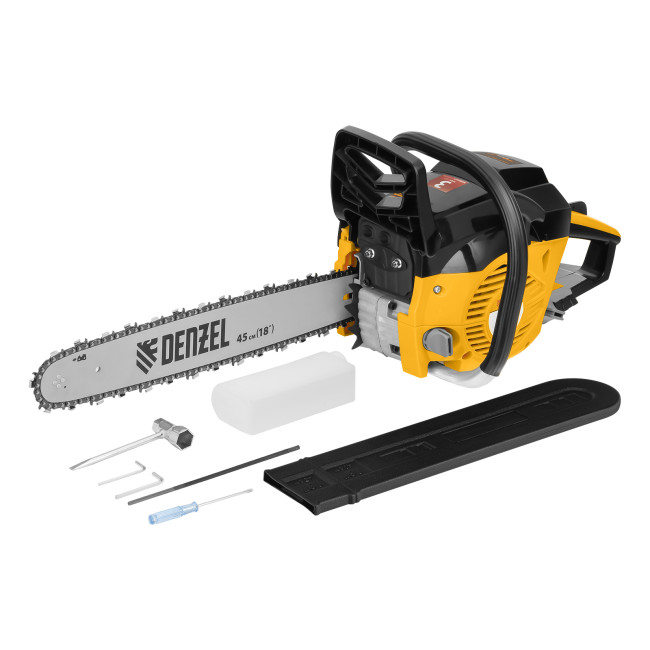 Пила цепная бензиновая DGS-5218, шина 45 см, 52 см3, 3.5 л.с, шаг 0.325, паз 1.5 мм, 72 звена Denzel в Казани