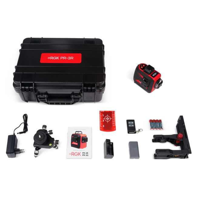 Комплект: лазерный уровень RGK PR-3R + штатив рейка приемник в Казани