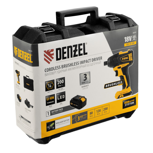 Винтоверт ударный аккумуляторный бесщет CID-IB-200 18В Li-Ion Denzel в Казани Винтоверт ударный аккумуляторный бесщет CID-IB-200 18В Li-Ion Denzel в Казани