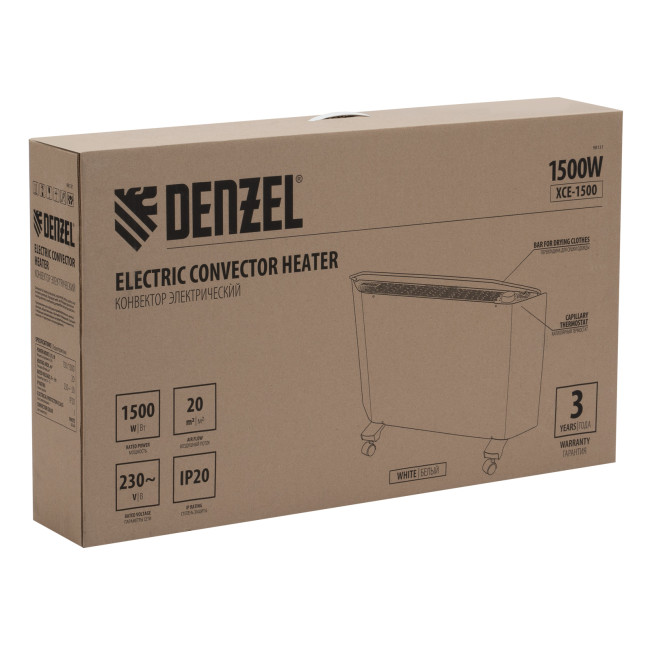 Конвектор электрический XCE-1500, 230 В, 1500 Вт, X-образный нагреватель Denzel в Казани